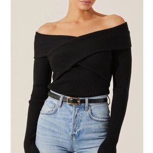 Astr Black Off-Shoulder Sweater, Medium NWT